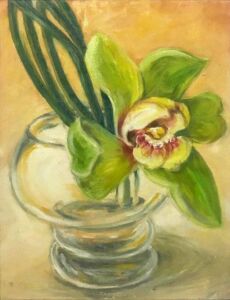 Orchid in Glass in Restaurant